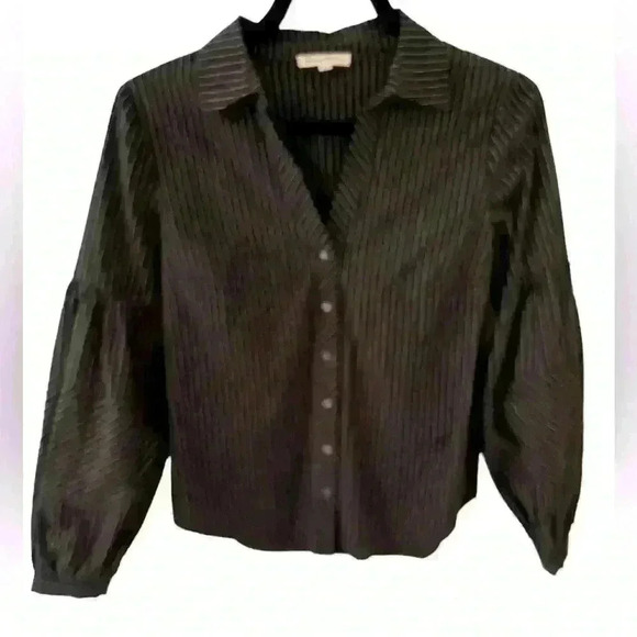 Jane and Delancey Cotton Puff Sleeve V-Neck Blouse Top. Size XS. - Picture 1 of 7